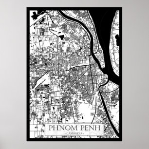 Phnom Penh Cambodia City Map Poster