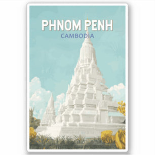 Phnom Penh Cambodia Illustration Travel Art Retro