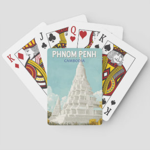Phnom Penh Cambodia Illustration Travel Art Retro Playing Cards