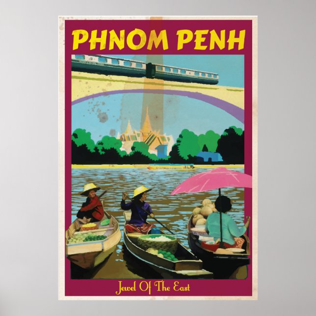 Phnom Penh vintage travel poster (Front)