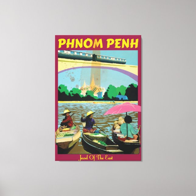 Phnom Penh vintage travel poster Canvas Print (Front)