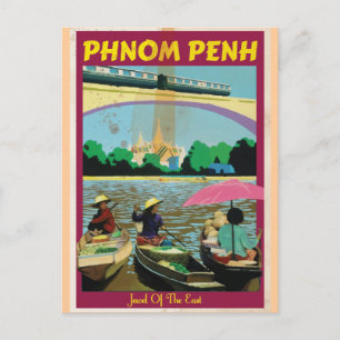 Phnom Penh vintage travel poster Postcard