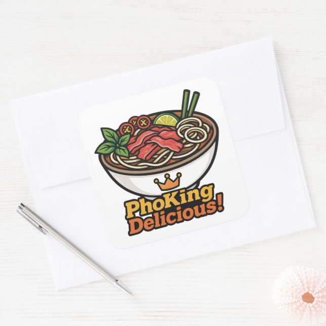 Pho king Delicious! Square Sticker (Envelope)