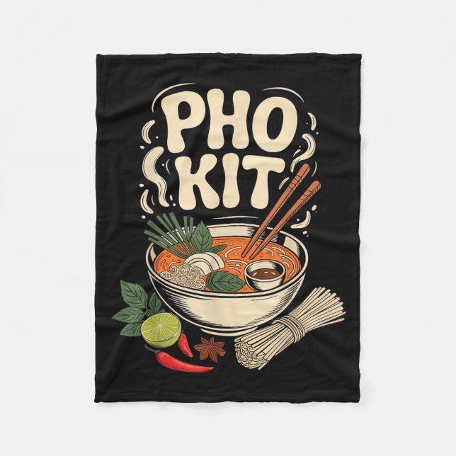 Pho Kit Vietnamese Noodle Soup Bowl Herbs Lime Chi Fleece Blanket (Front)