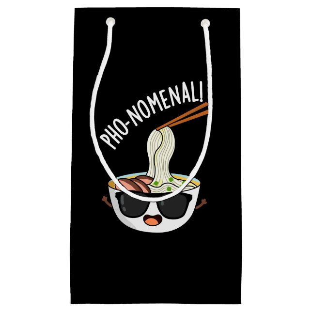 Pho-nomenal Funny Pho Soup Pun Dark BG Small Gift Bag (Front)