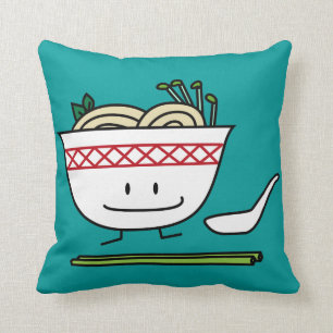 Pho Noodle Bowl Vietnam soup spoon chopsticks Cushion