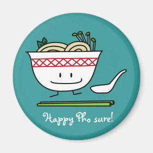 Pho Noodle Bowl Vietnam soup spoon chopsticks Magnet