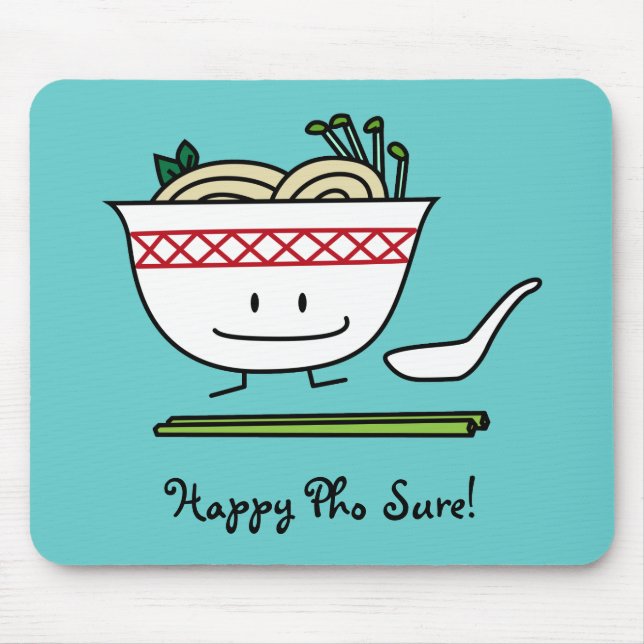Pho Noodle Bowl Vietnam soup spoon chopsticks Mouse Mat (Front)