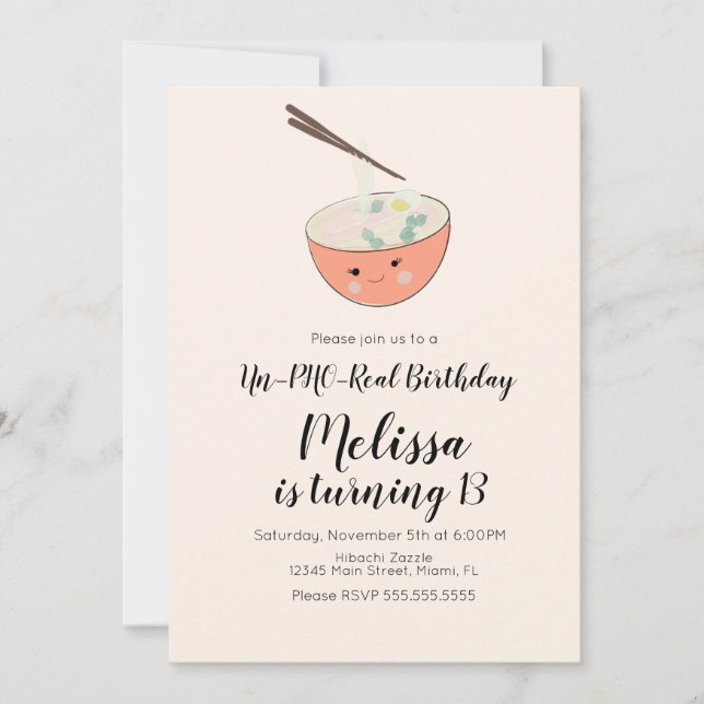 Pho Oriental Birthday Dinner Restaurant Party Invitation (Front)