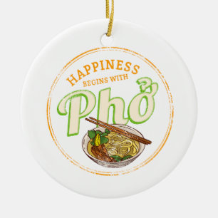 Pho Soup Retro Street Food Vintage Gourmet Vietnam Ceramic Tree Decoration