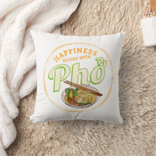 Pho Soup Retro Street Food Vintage Gourmet Vietnam Cushion