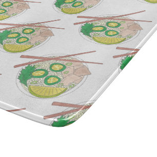 PHO Vietnamese Food Chicken Noodle Soup Chopsticks Cutting Board