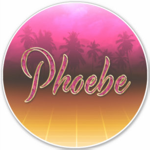 Phoebe First Name Golden pink Sticker