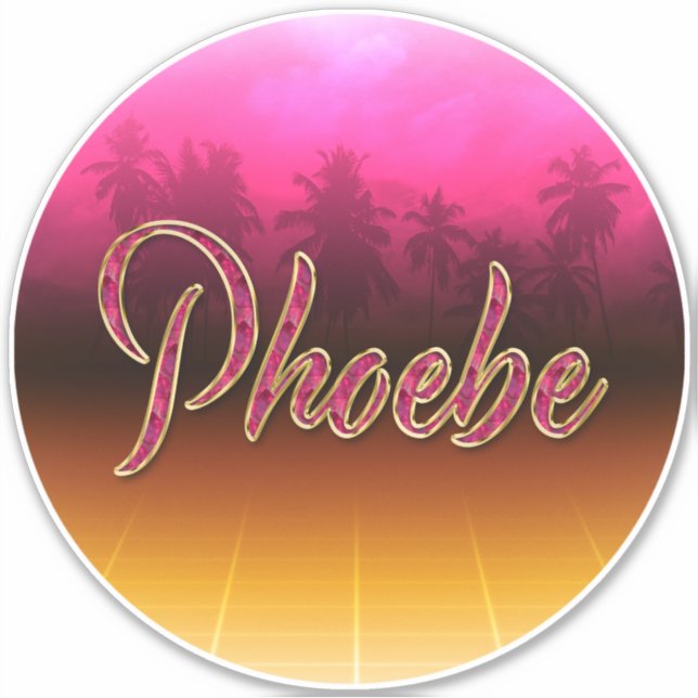 Phoebe First Name Golden pink Sticker (Front)
