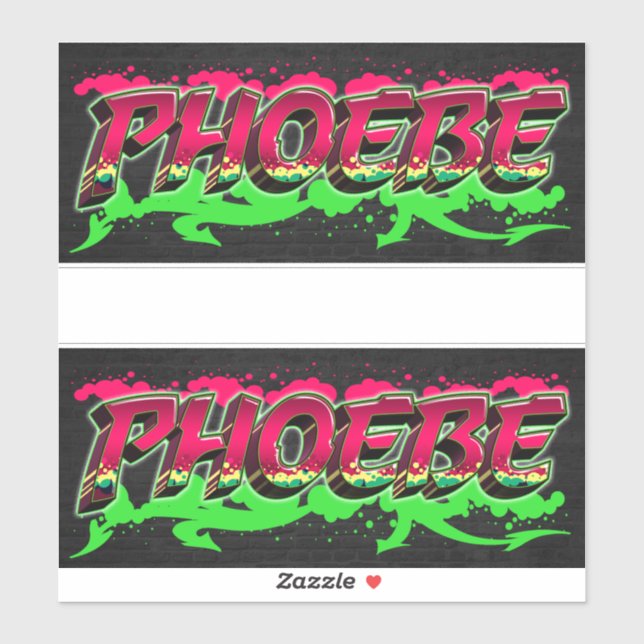 Phoebe First Name Graffiti Sticker (Sheet)