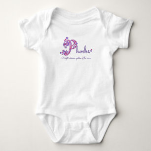 Phoebe girls name meaning P monogram hearts Baby Bodysuit