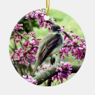 Phoebe in a Redbud Tree Ceramic Tree Decoration
