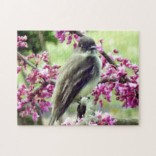 Phoebe in a Redbud Tree Jigsaw Puzzle