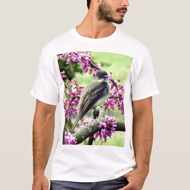 Phoebe in a Redbud Tree T-Shirt (Front)