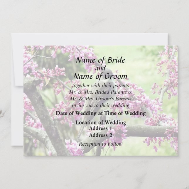 Phoebe in a Redbud Tree Wedding Supplies Invitation (Front)