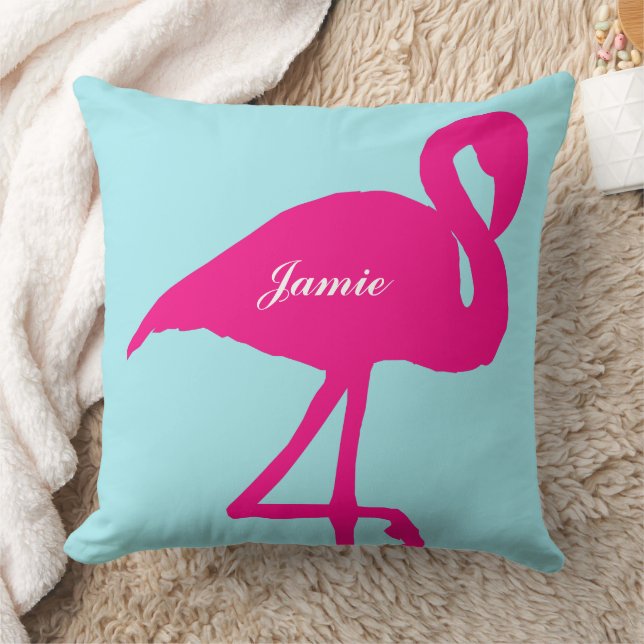 Phoenicopterus Vintage Flamingo Fuchsia Pink Cushion (Blanket)
