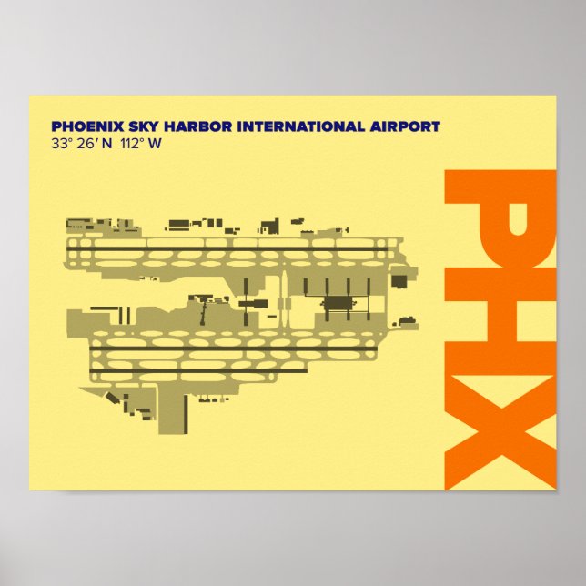 Phoenix Airport (PHX) Airport Diagram Poster (Front)