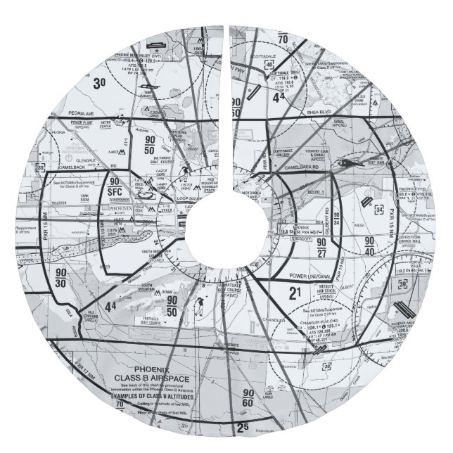 Phoenix Airport TAC Chart Brushed Polyester Tree Skirt (Front)