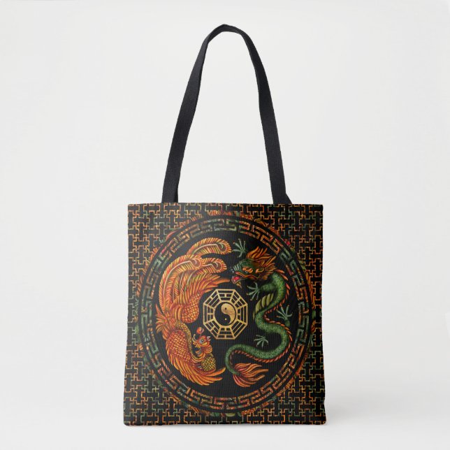 Phoenix and Dragon with bagua #2 Tote Bag (Front)