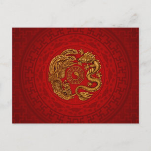 Phoenix and Dragon with bagua #4 Postcard