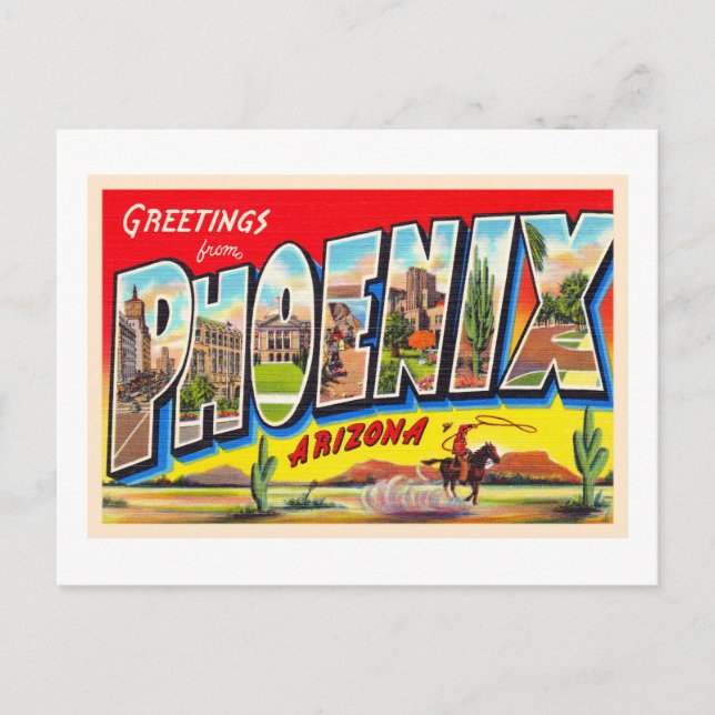 Phoenix Arizona AZ Vintage Large Letter Postcard 1 (Front)