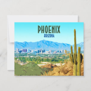 Phoenix Arizona City Cactus and Mountain Flat Card
