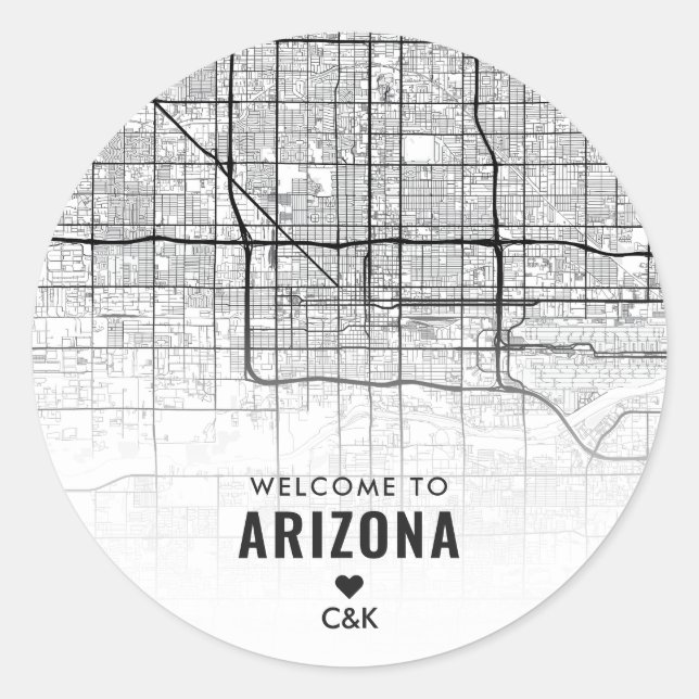 Phoenix, Arizona City Map | Wedding Welcome Classic Round Sticker (Front)
