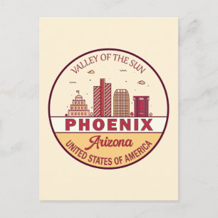 Phoenix Arizona City Skyline Emblem Postcard