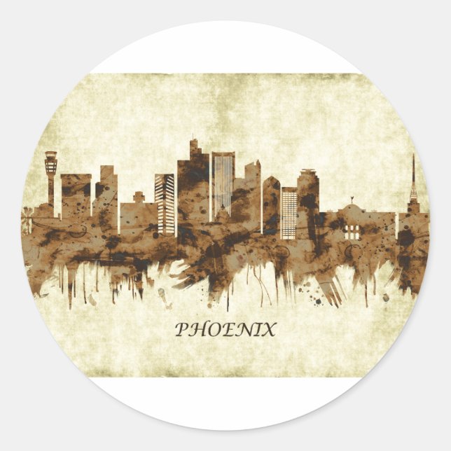 Phoenix Arizona Cityscape Classic Round Sticker (Front)