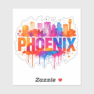 Phoenix Arizona Colourful Skyline Watercolor Splas