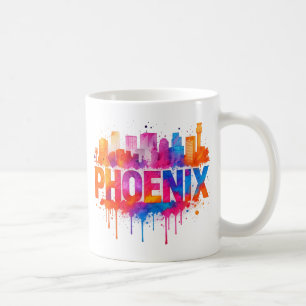 Phoenix Arizona Colourful Skyline Watercolor Splas Coffee Mug