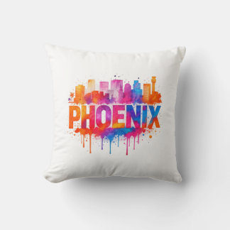 Phoenix Arizona Colourful Skyline Watercolor Splas Cushion