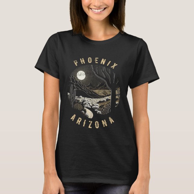 Phoenix Arizona Desert At Night Painting T-Shirt (Front)