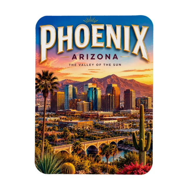 Phoenix Arizona Desert Skyline Scenic Magnet (Vertical)