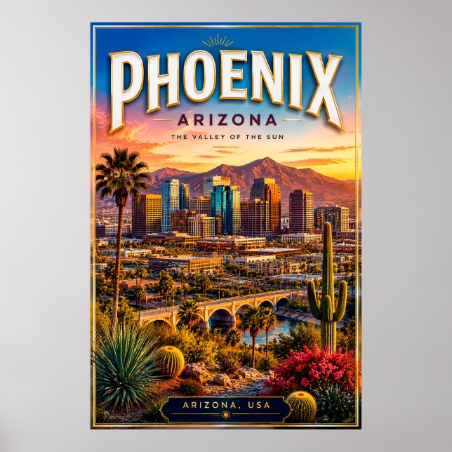 Phoenix Arizona Desert Skyline Scenic Wall Decor (Front)