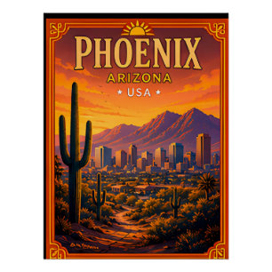 🌵 Phoenix Arizona Desert Vacation Memory Poster