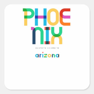 Phoenix Arizona Mid Century, Pop Art, Square Sticker
