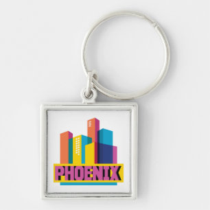Phoenix, Arizona Neon Skyline Key Ring