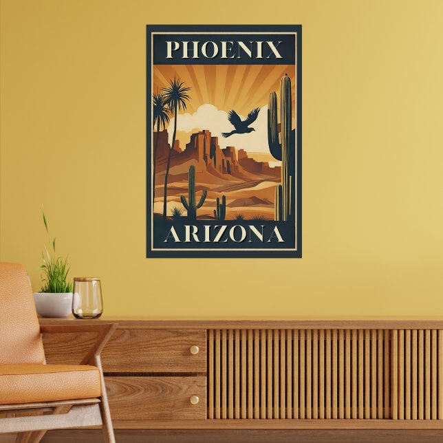 Phoenix Arizona Retro Travel Poster (Living Room 2)