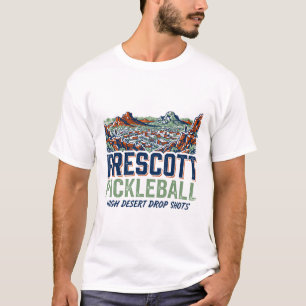 Phoenix Arizona Skyline And Pickleball Court Scene T-Shirt