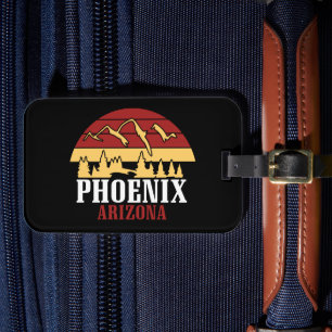 Phoenix Arizona Skyline Art Print Retro Sunset Luggage Tag