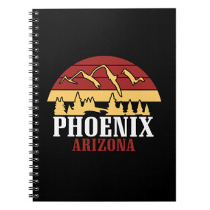 Phoenix Arizona Skyline Art Print Retro Sunset Notebook