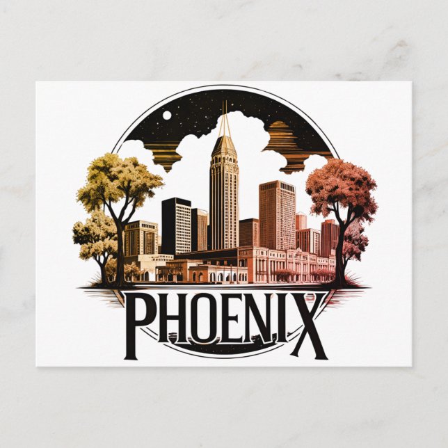 Phoenix Arizona Skyline Postcard (Front)