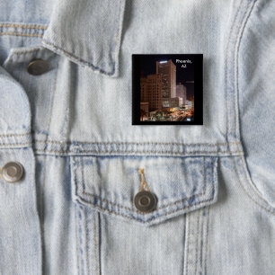 Phoenix Arizona SkyScraper Night Pinback 15 Cm Square Badge