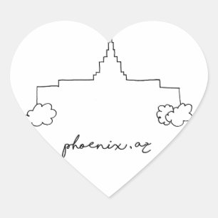 phoenix arizona temple simple modern sketch heart sticker